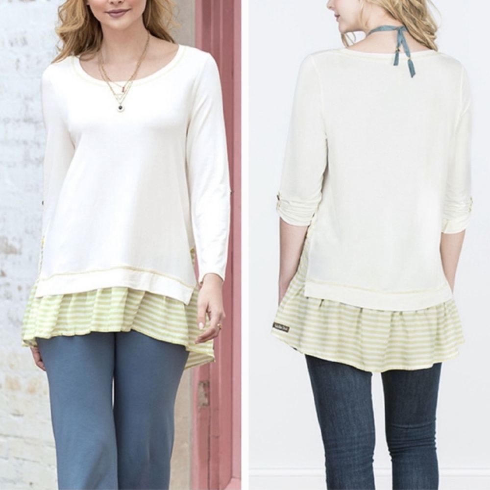 NWT MATILDA JANE Ivory/Green "Ventriloquist Top - Make Believe" Size XS